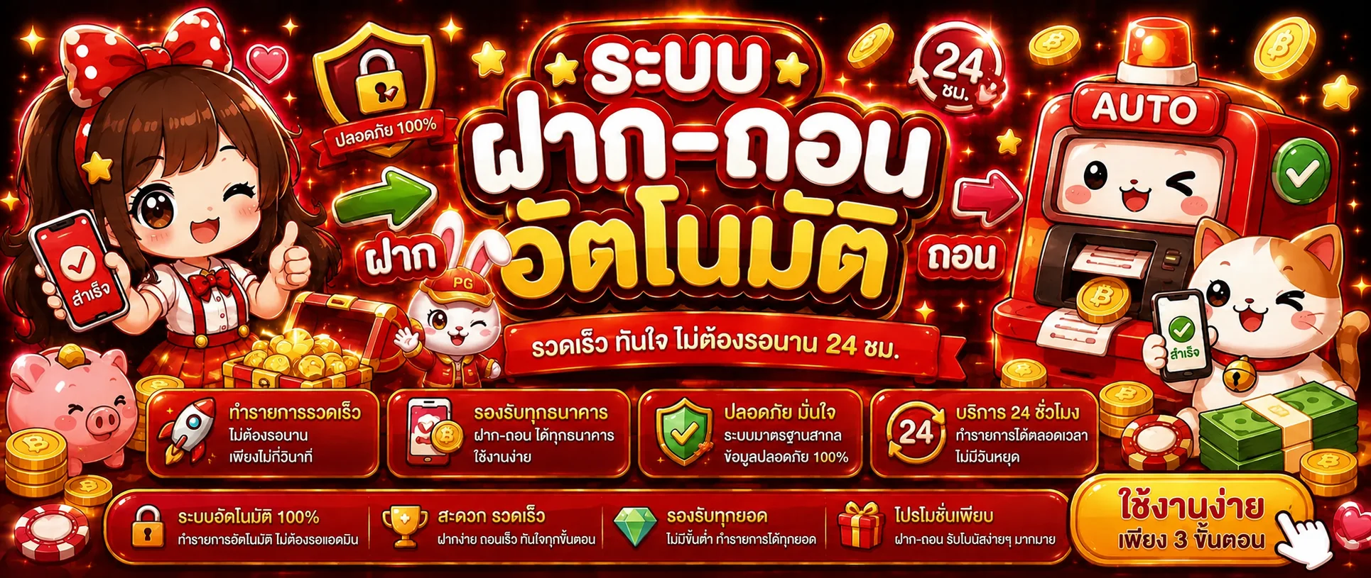 แบนเนอร์ระบบฝากถอน RED789 ผ่านมือถือ